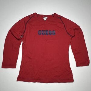 Vintage Y2k Guess Usa Red  Long Sleeve T Shirt Center Logo Kids Girls  Large